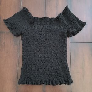 100% Cotton Black Scrunch Top